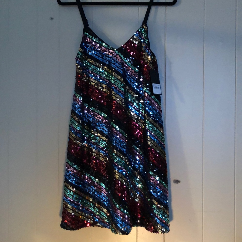 Free Press Rainbow Sequin Mini Dress